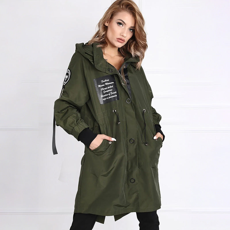 Trendy damesjack met capuchon en lange mouwen 