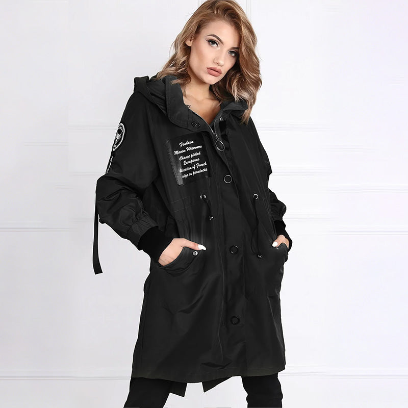 Trendy damesjack met capuchon en lange mouwen 